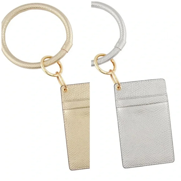 boutique metallic faux leather card key ring - Picture 1 of 3